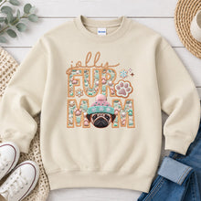 Load image into Gallery viewer, Jolly Pug Christmas design on Sand crewneck sweatshirt
