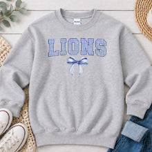 Load image into Gallery viewer, Gingham Lions Bow Ash Grey
