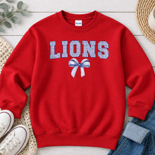 Load image into Gallery viewer, Gingham Lions Bow Red
