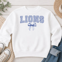 Load image into Gallery viewer, Gingham Lions Bow White
