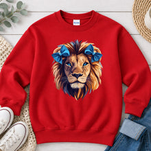 Load image into Gallery viewer, Lion With Blue Bows Red

