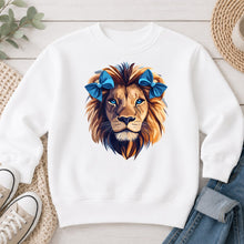 Load image into Gallery viewer, Lion With Blue Bows White
