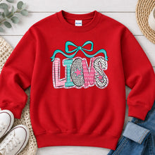 Load image into Gallery viewer, Pink Teal Patterned Lions Bow Red

