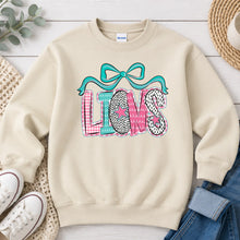 Load image into Gallery viewer, Pink Teal Patterned Lions Bow Sand

