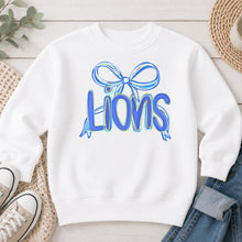 Load image into Gallery viewer, Blue Bow Balloon Lions White
