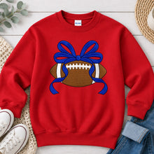 Load image into Gallery viewer, Football Blue Bow Red
