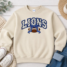 Load image into Gallery viewer, Lions Polka Dot Football Bow Sand

