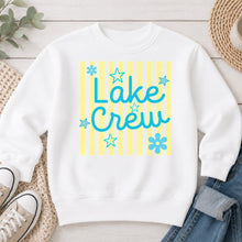 Load image into Gallery viewer, Lake Crew Summer design on White crewneck sweatshirt
