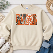 Load image into Gallery viewer, Leopard Checkered Orange Mama Mom &amp; Family design on Sand crewneck sweatshirt
