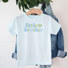 Load image into Gallery viewer, Little Brother Blue Sage Heart design on light blue kids t-shirt

