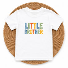 Load image into Gallery viewer, Little Brother Watercolor design on white kids t-shirt
