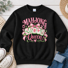 Load image into Gallery viewer, Mahjong Queen Mahjong design on Black crewneck sweatshirt
