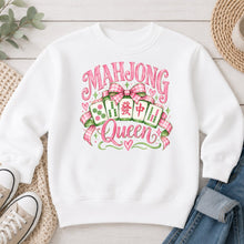 Load image into Gallery viewer, Mahjong Queen Mahjong design on White crewneck sweatshirt
