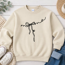 Load image into Gallery viewer, Mama Script Bow Mom &amp; Family design on Sand crewneck sweatshirt
