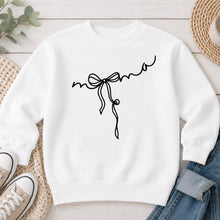 Load image into Gallery viewer, Mama Script Bow Mom &amp; Family design on White crewneck sweatshirt
