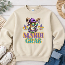 Load image into Gallery viewer, Mardi Gras Buck Hunting design on Sand crewneck sweatshirt

