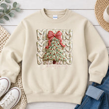 Load image into Gallery viewer, Merry Christmas Knit Tree Christmas design on Sand crewneck sweatshirt

