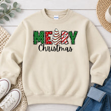 Load image into Gallery viewer, Merry Christmas Tree Cake Christmas design on Sand crewneck sweatshirt
