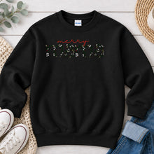 Load image into Gallery viewer, Merry Mama Christmas design on Black crewneck sweatshirt
