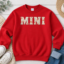 Load image into Gallery viewer, Mini Floral Peach Mom &amp; Family design on Red crewneck sweatshirt
