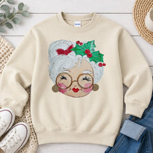 Load image into Gallery viewer, Mrs Claus Christmas design on Sand crewneck sweatshirt
