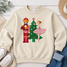 Load image into Gallery viewer, Nutcracker and Ballerina Christmas design on Sand crewneck sweatshirt
