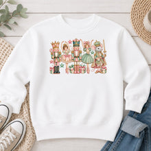 Load image into Gallery viewer, Nutcracker Ballet Friends Christmas design on White crewneck sweatshirt

