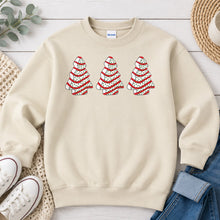 Load image into Gallery viewer, Oh Christmas Tree Cakes Trio Christmas design on Sand crewneck sweatshirt
