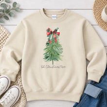 Load image into Gallery viewer, Oh Christmas Tree Watercolor Christmas design on Sand crewneck sweatshirt
