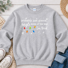 Load image into Gallery viewer, Probably Just Gonna Jingle Some Of The Way Christmas design on Ash Grey crewneck sweatshirt
