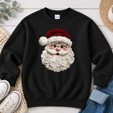 Load image into Gallery viewer, Santa Crochet Christmas design on Black crewneck sweatshirt
