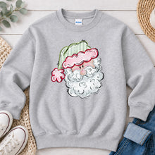Load image into Gallery viewer, Santa Green Hat Christmas design on Ash Grey crewneck sweatshirt
