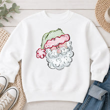 Load image into Gallery viewer, Santa Green Hat Christmas design on White crewneck sweatshirt
