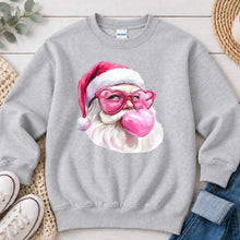 Load image into Gallery viewer, Santa Pink Bubblegum Christmas design on Ash Grey crewneck sweatshirt

