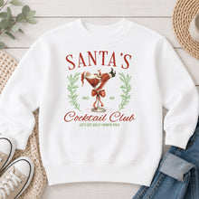 Load image into Gallery viewer, Santa's Cocktail Club Christmas design on White crewneck sweatshirt
