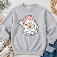 Load image into Gallery viewer, Santa Sketch Christmas design on Ash Grey crewneck sweatshirt
