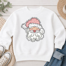 Load image into Gallery viewer, Santa Sketch Christmas design on White crewneck sweatshirt
