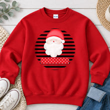 Load image into Gallery viewer, Santa Stripes Polka Banner Christmas design on Red crewneck sweatshirt
