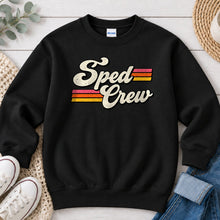 Load image into Gallery viewer, Sped Crew Teacher design on Black crewneck sweatshirt
