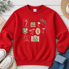 Load image into Gallery viewer, Teach The Season Christmas design on Red crewneck sweatshirt
