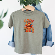 Load image into Gallery viewer, Thanksgiving Cutest Little Turkey design on sage kids t-shirt
