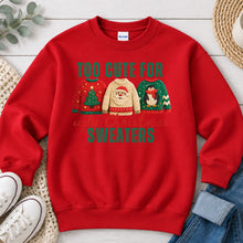 Load image into Gallery viewer, Too Cute For Ugly Christmas Sweaters Christmas design on Red crewneck sweatshirt
