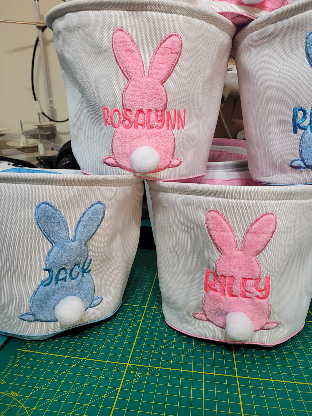 EMBROIDERED EASTER BASKETS