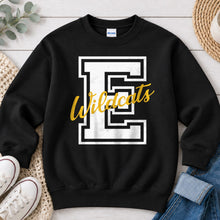 Load image into Gallery viewer, Varsity E Wildcats Script Black
