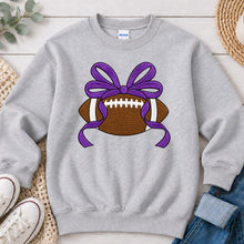 Load image into Gallery viewer, Football Purple Bow Ash Grey
