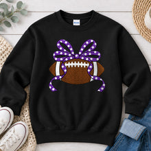 Load image into Gallery viewer, Football Polka Dot Bow Black
