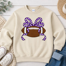 Load image into Gallery viewer, Football Polka Dot Bow Sand

