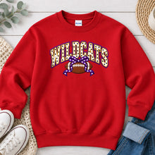 Load image into Gallery viewer, Wildcats Polka Dot Football Bow Red
