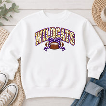 Load image into Gallery viewer, Wildcats Polka Dot Football Bow White
