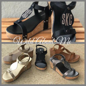 Monogramed Personalized Wedge Sandal Heels